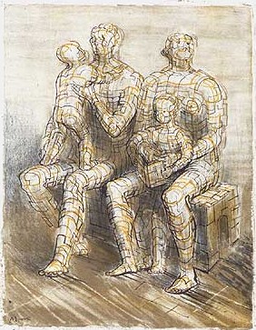 Family Group Signed  by Henry Moore