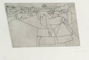 St.Ives from Trezion Signed  by Ben Nicholson