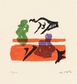 Violet Torso on Orange Stripes Signed  by Henry Moore