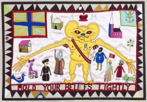 Hold Your Beliefs Lightly   (tapestry) Embroidery Signed  by Grayson Perry