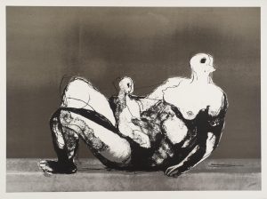 Reclining Mother and Child with Grey Background 1982, published 1983 by Henry Moore OM, CH 1898-1986
