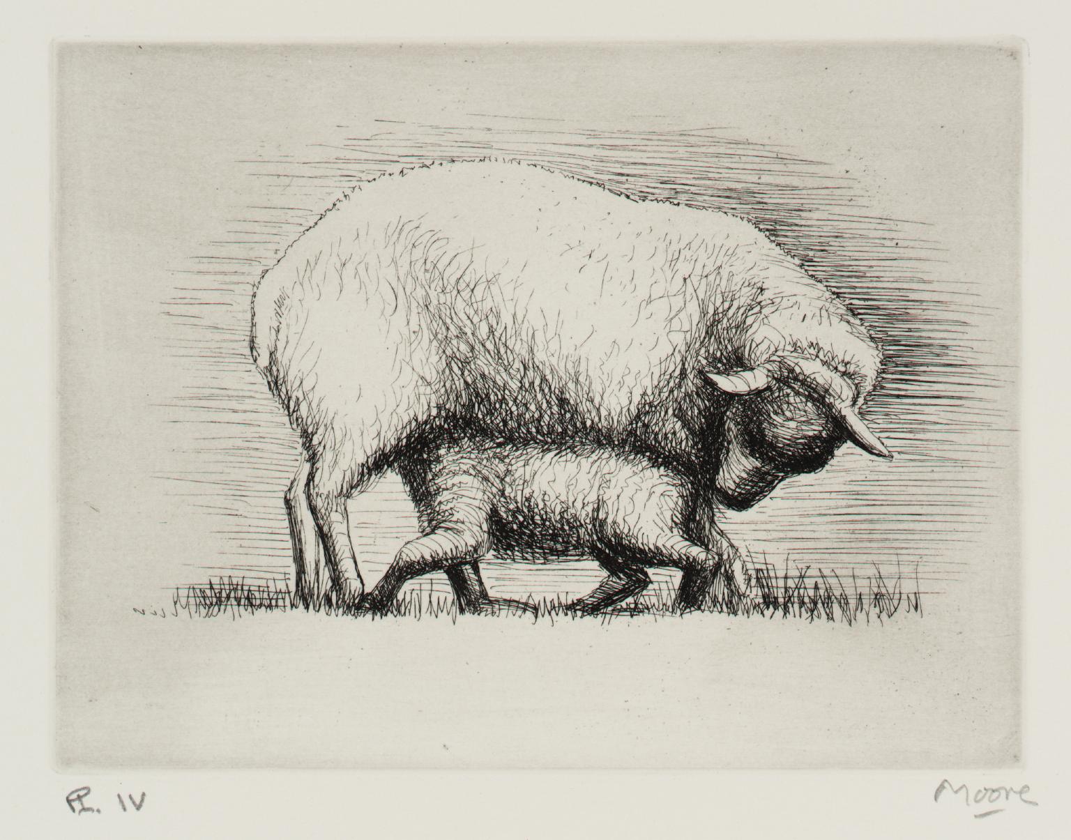 Sheep with Lamb IV 1972 by Henry Moore OM, CH 1898-1986